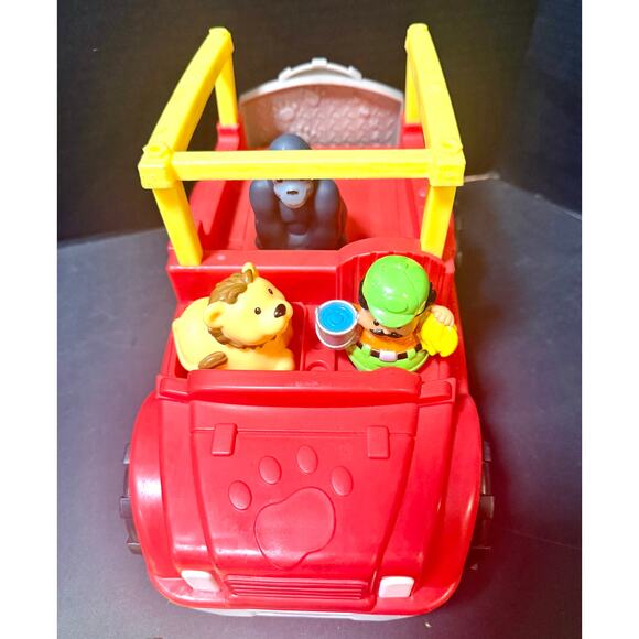 Fisher-Price Little People Animal Sound Zoo Safari Jeep Truck Red Figure - Picture 3 of 4
